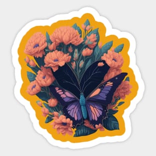 Butterfly Hiding From Flower Sticker